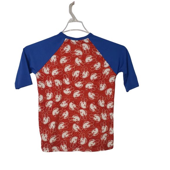 LULAROE Red White and Blue Mickey Mouse Print Sloan Top Girls Size 8 - Picture 2 of 6